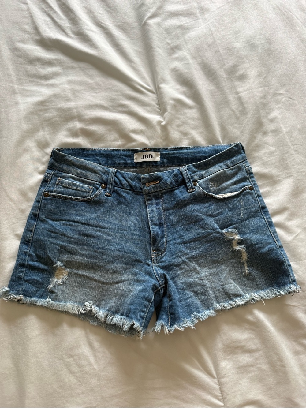 Just Black Light Blue Distressed Denim Shorts